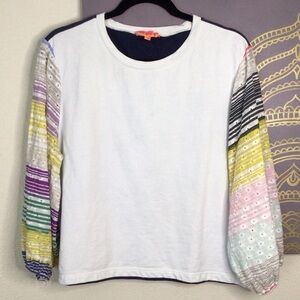 VILAGALLO Long Bubble Sleeve Eyelet Top